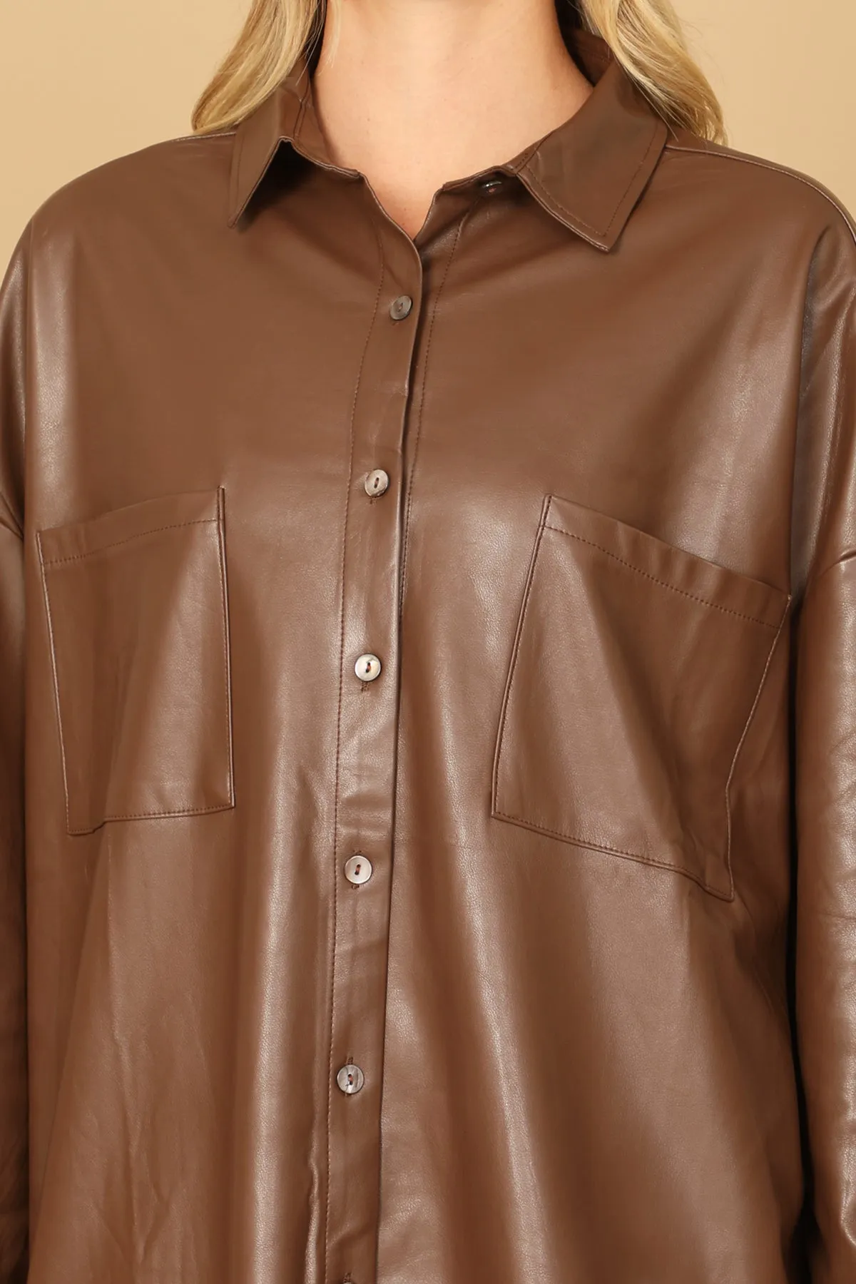 LONG SLEEVE LEATHER TOP