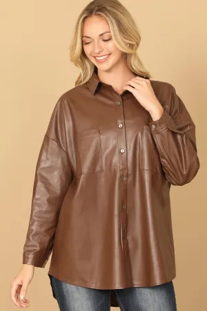 LONG SLEEVE LEATHER TOP