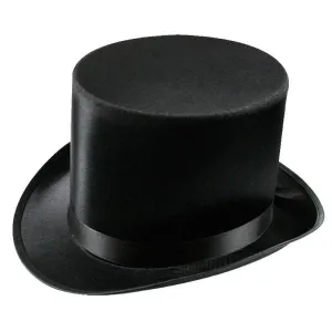 Magician Black Satin Costume Top Hat Fancy Dress