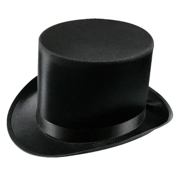 Magician Black Satin Costume Top Hat Fancy Dress