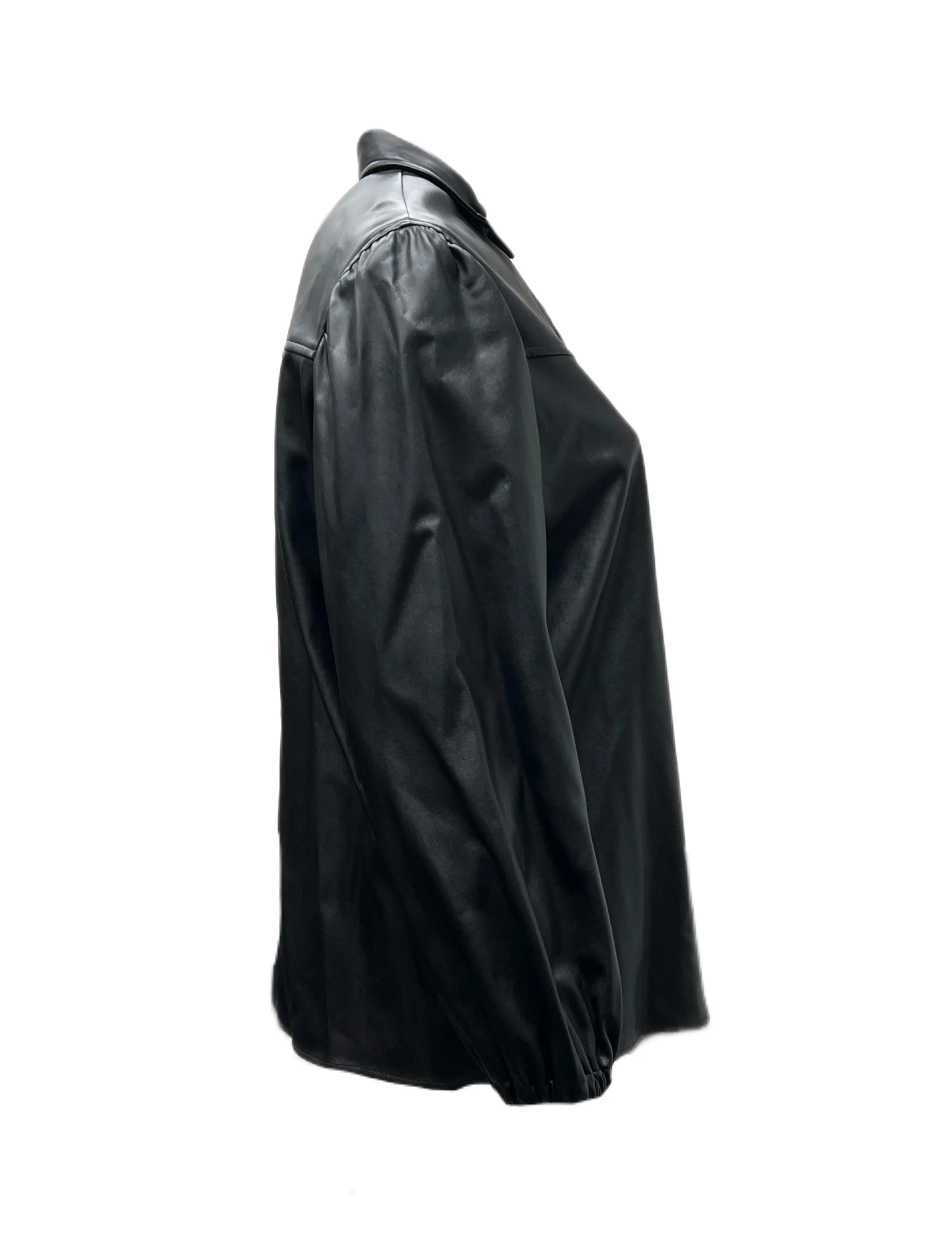 Marina Rinaldi Women's Black Banchisa Faux Leather Shirt NWT