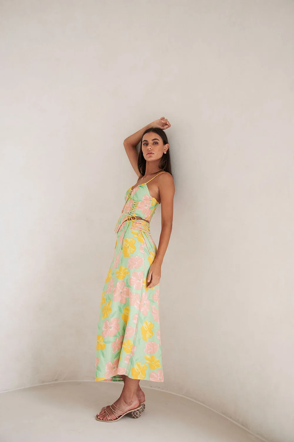 Marselle Corset Top - Rose Fill Green