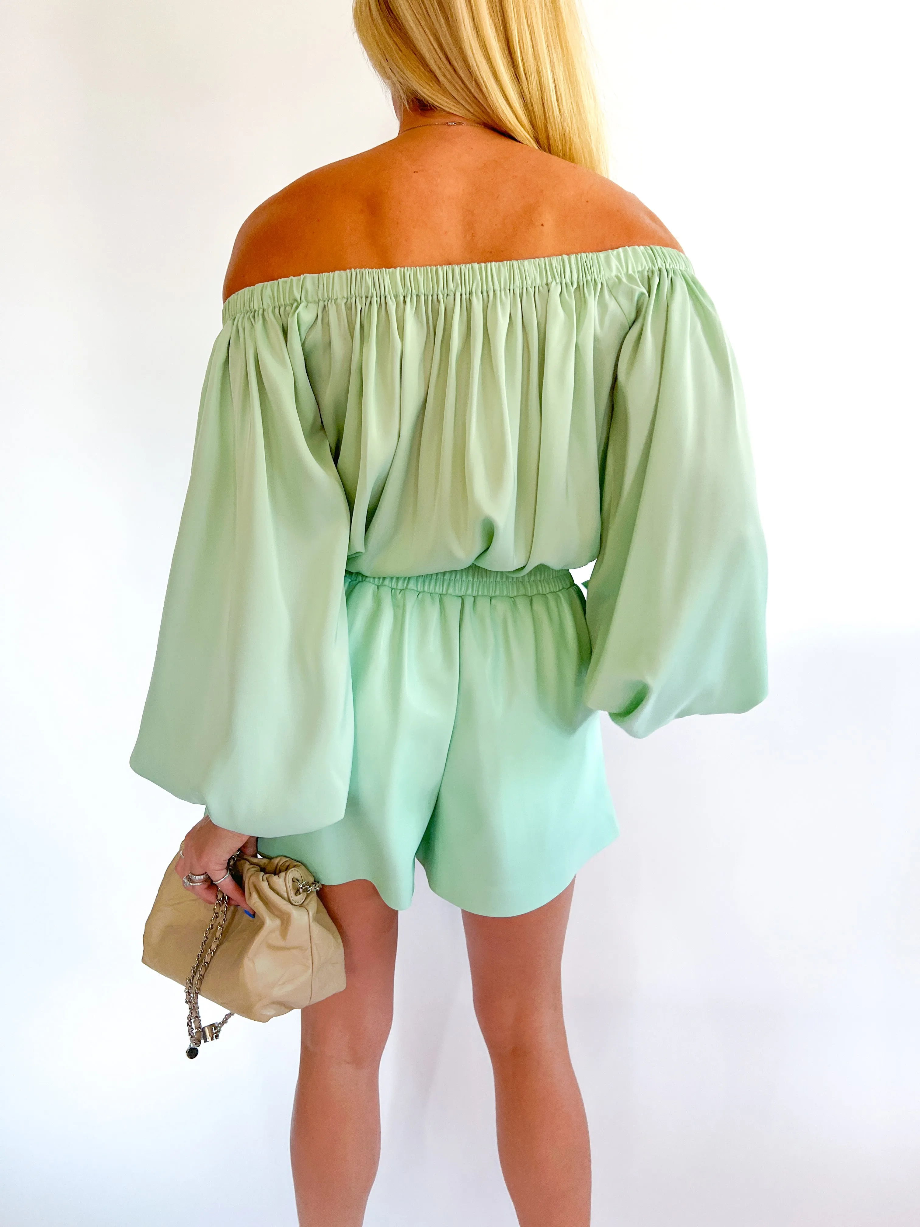 Matte Satin Off Shoulder Bodysuit