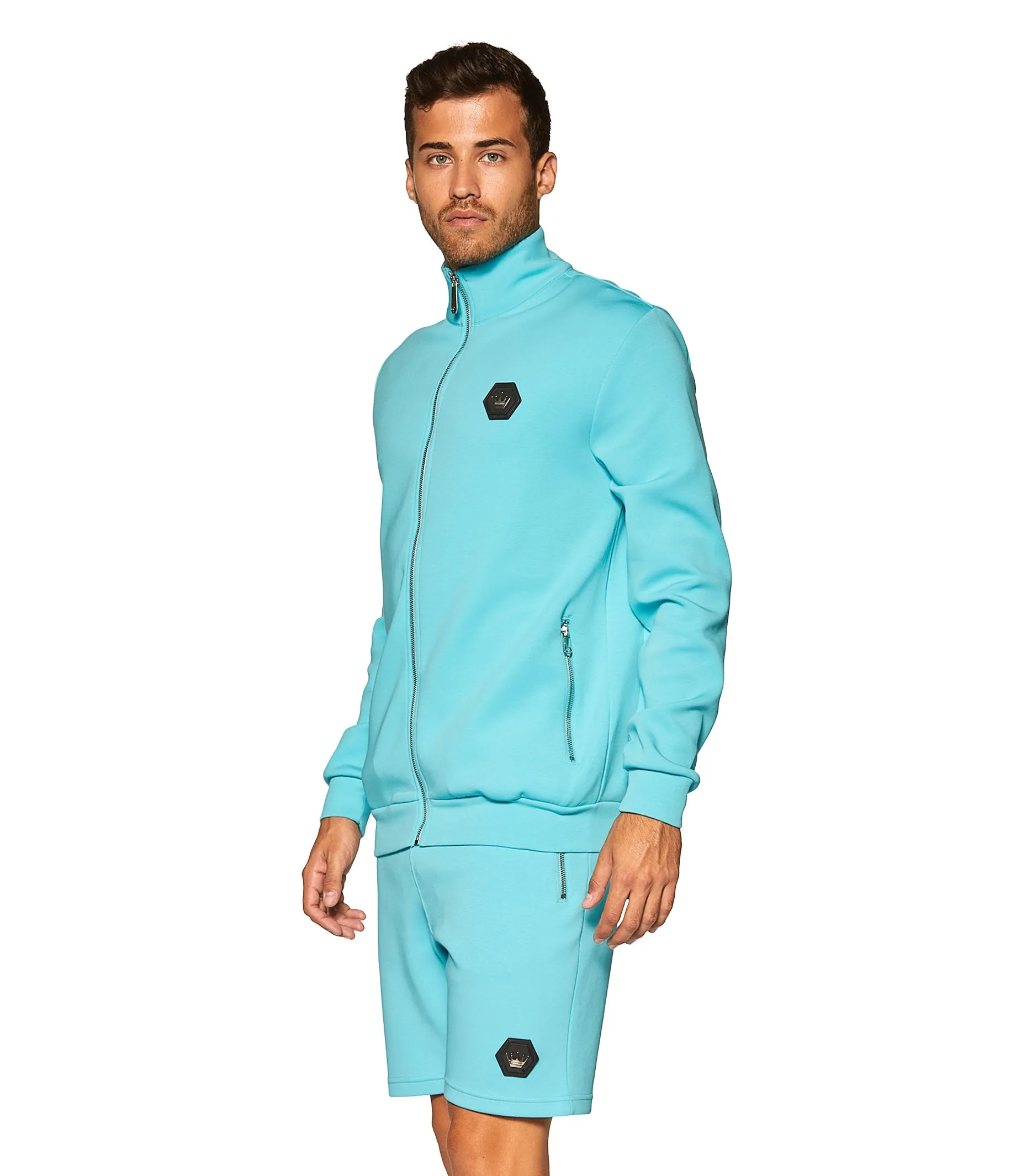 MAVERICK TURQUOISE MOCK NECK JACKET