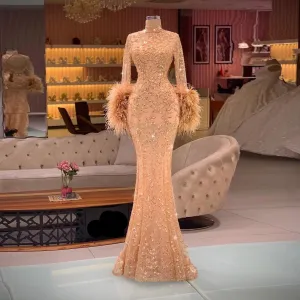 Mermaid Prom Dresses High Neck Women Long Evening Pageant Gowns