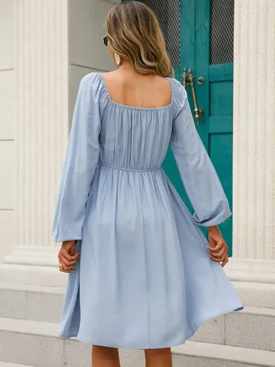 Minnie Off-Shoulder Balloon Sleeve Smocked Dress