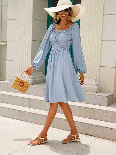 Minnie Off-Shoulder Balloon Sleeve Smocked Dress