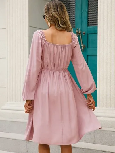 Minnie Off-Shoulder Balloon Sleeve Smocked Dress