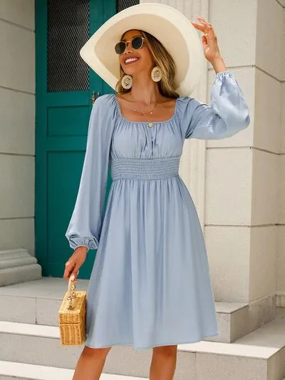 Minnie Off-Shoulder Balloon Sleeve Smocked Dress