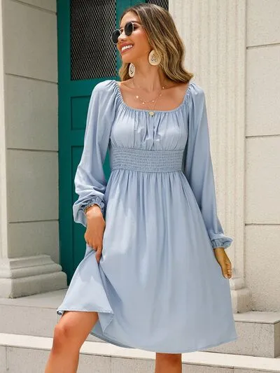 Minnie Off-Shoulder Balloon Sleeve Smocked Dress