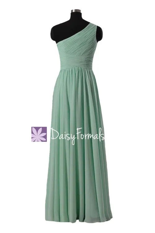 Mint Chiffon Dress Long Mint Green Bridesmaid Dress Chiffon Party Dress(BM351L)