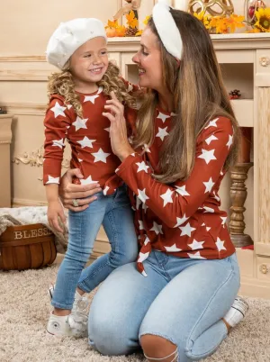 Mommy and Me Starry Autumn Knot Hem Top