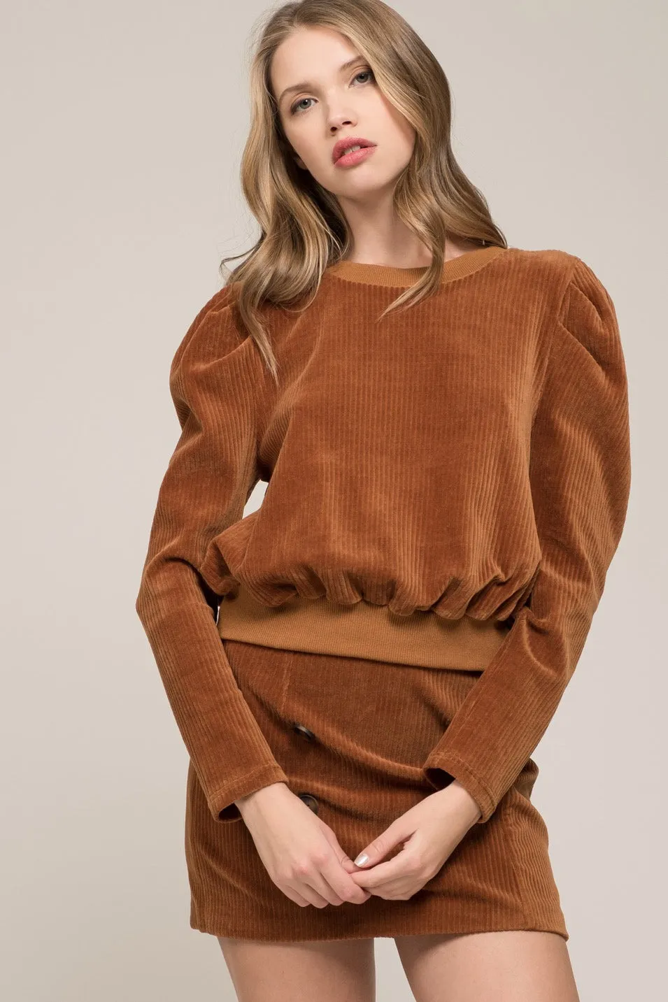 MOON RIVER Jenny Puff Shoulder Sweatshirt