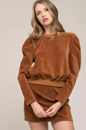MOON RIVER Jenny Puff Shoulder Sweatshirt