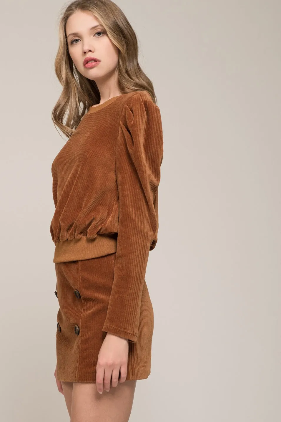 MOON RIVER Jenny Puff Shoulder Sweatshirt