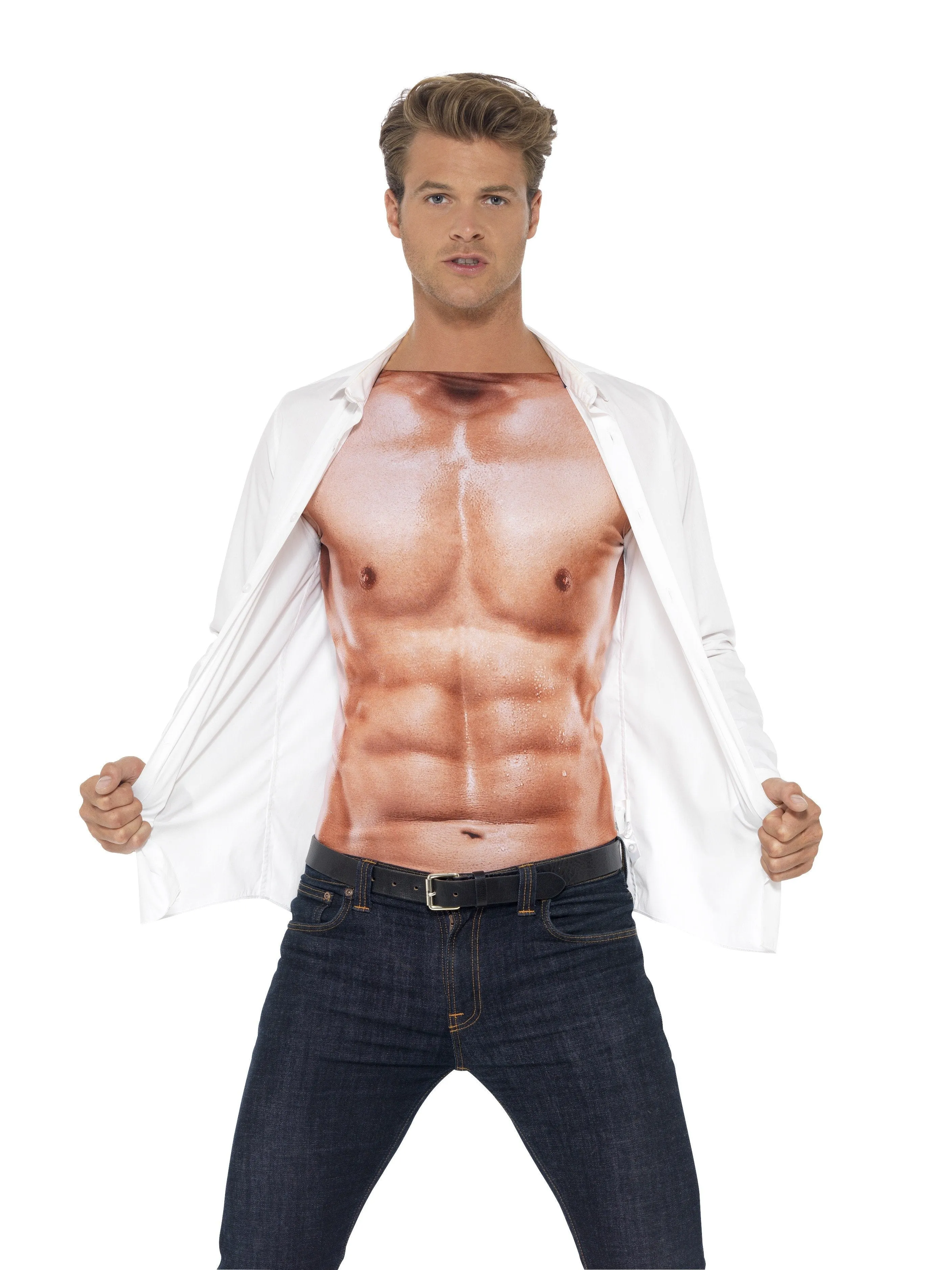 Muscle Man Realistic Buff Muscle Top Six Pack Shirt