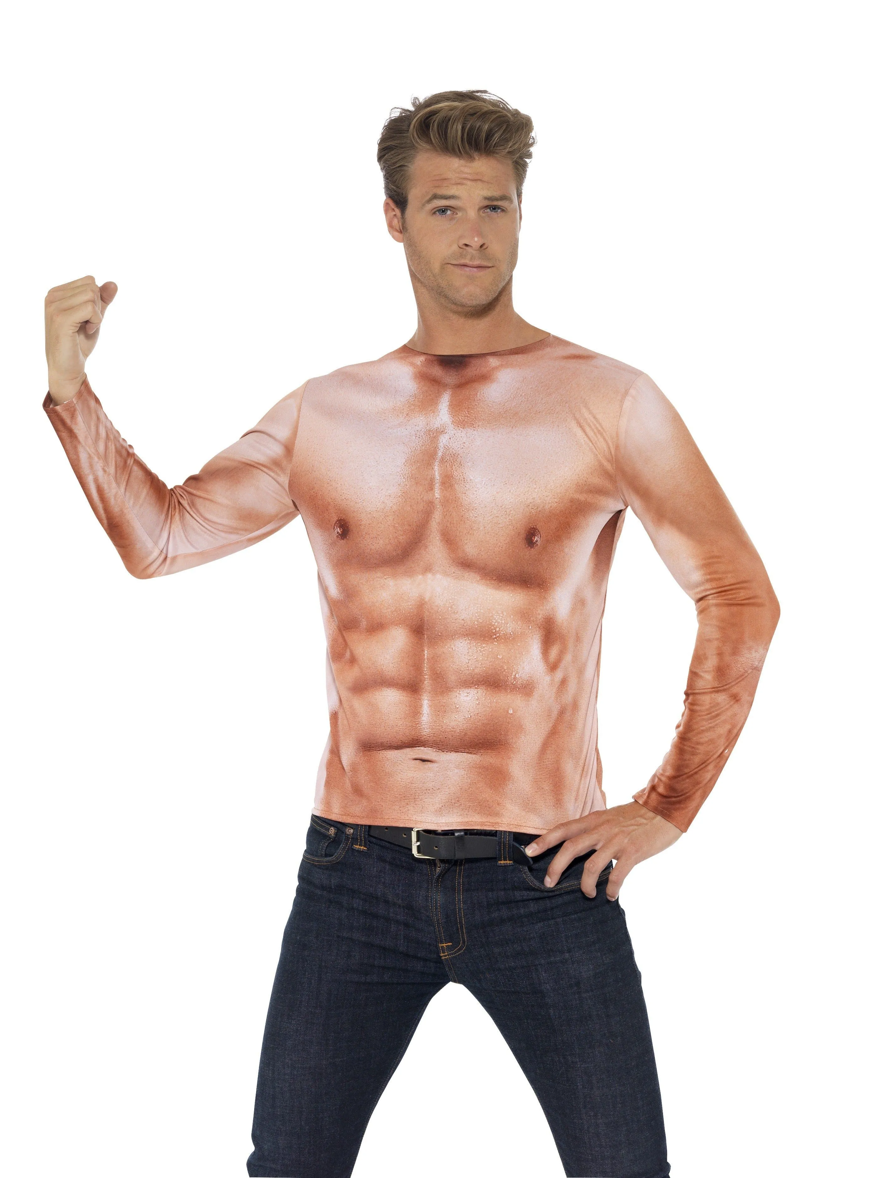 Muscle Man Realistic Buff Muscle Top Six Pack Shirt