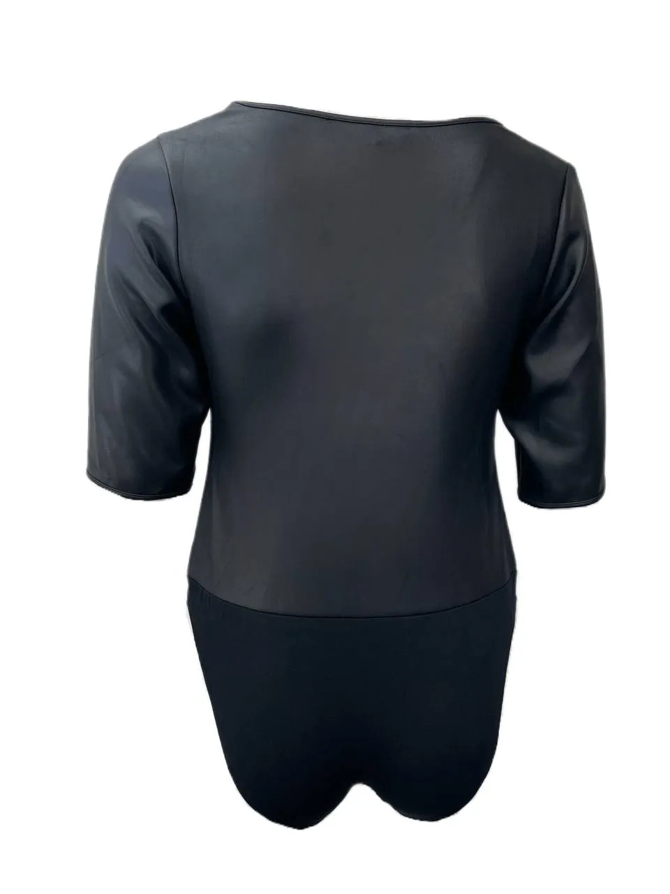Mynt 1792 Women's Plus Black Faux Leather Bodysuit Size 1X NWT