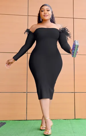 Nadia- Draping Sleeves Bandage Dress (NEW)