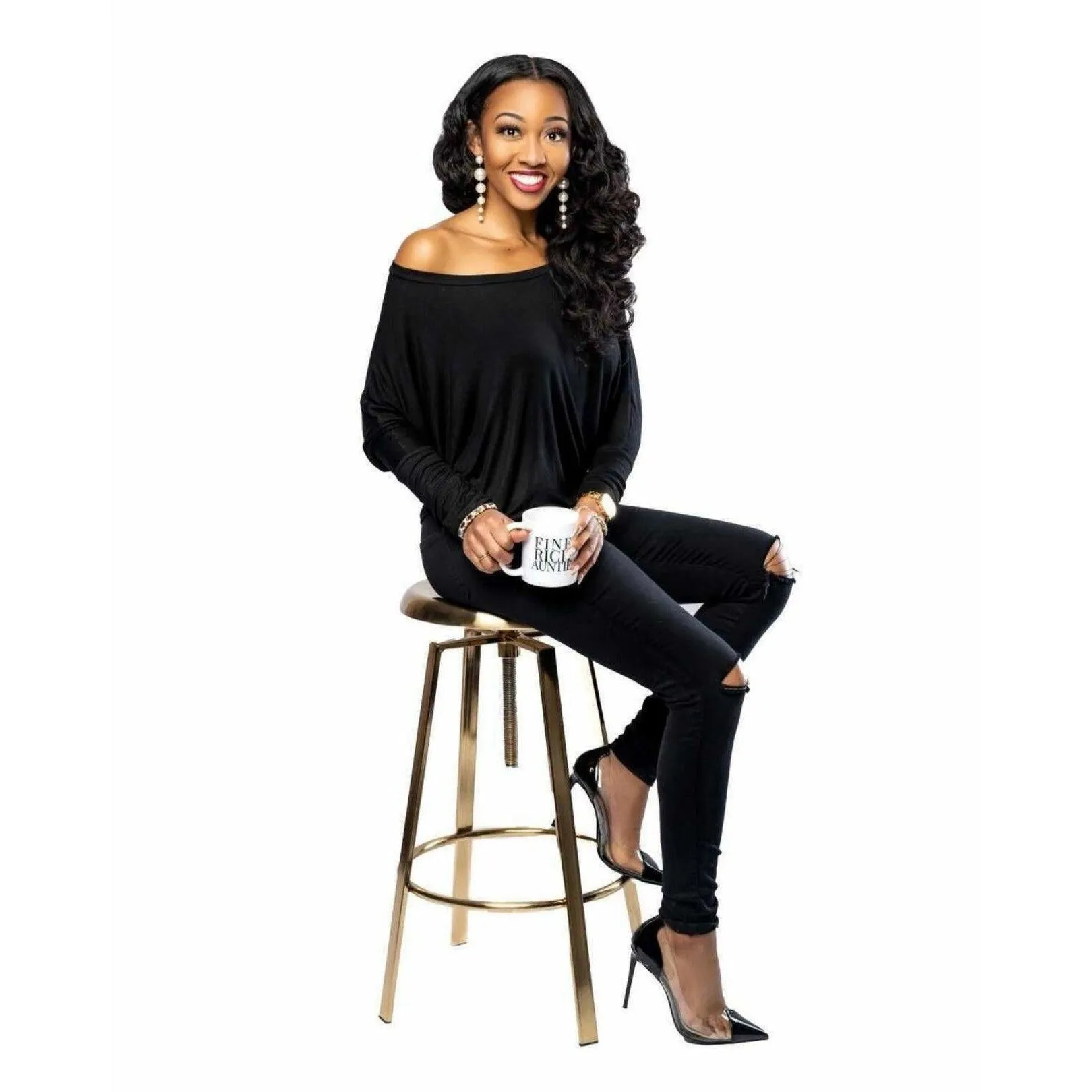 Navy Blue Light Weight Off The Shoulder Dolman Top