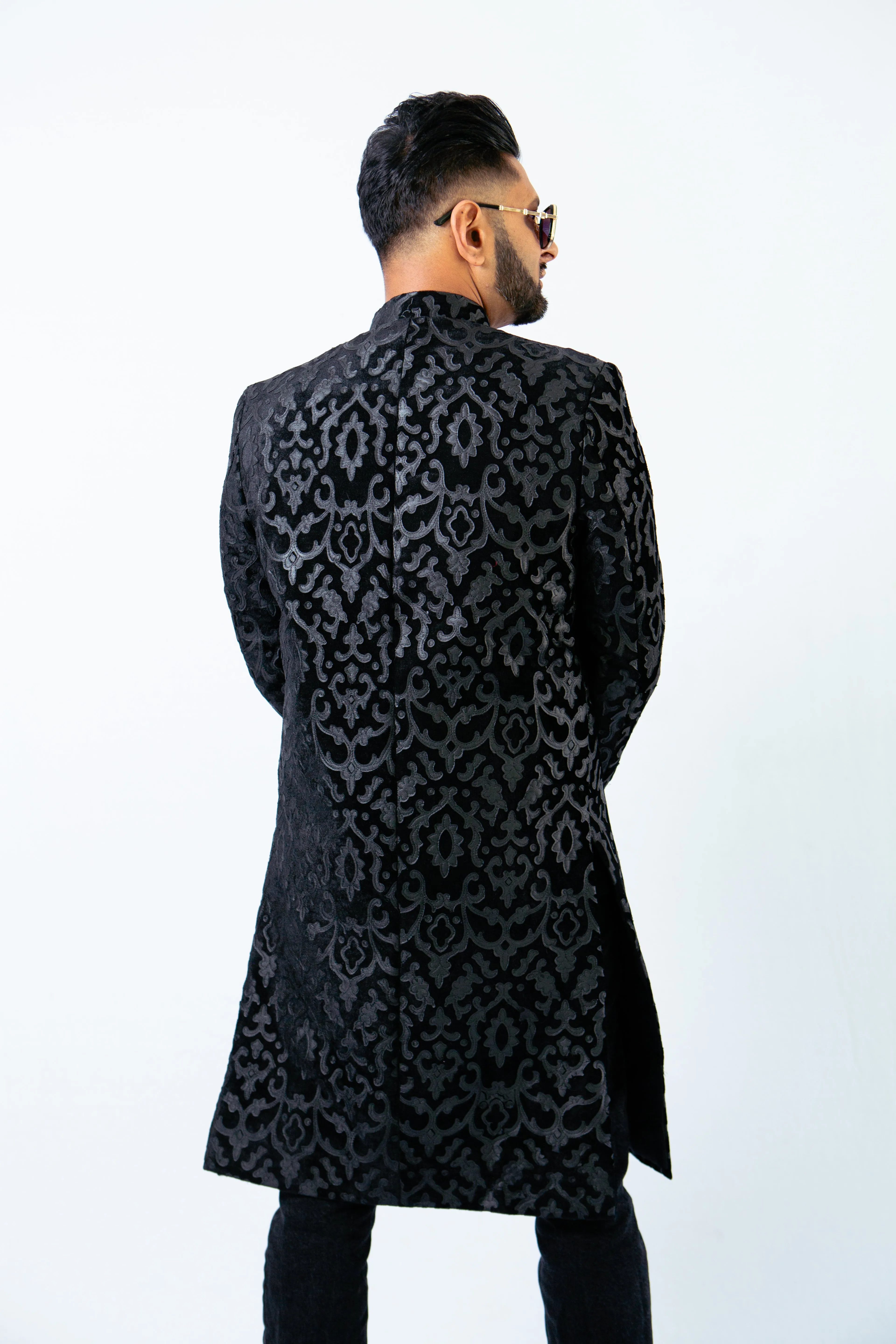 NAWABI NECTAR LASER CUT LEATHER JACKET