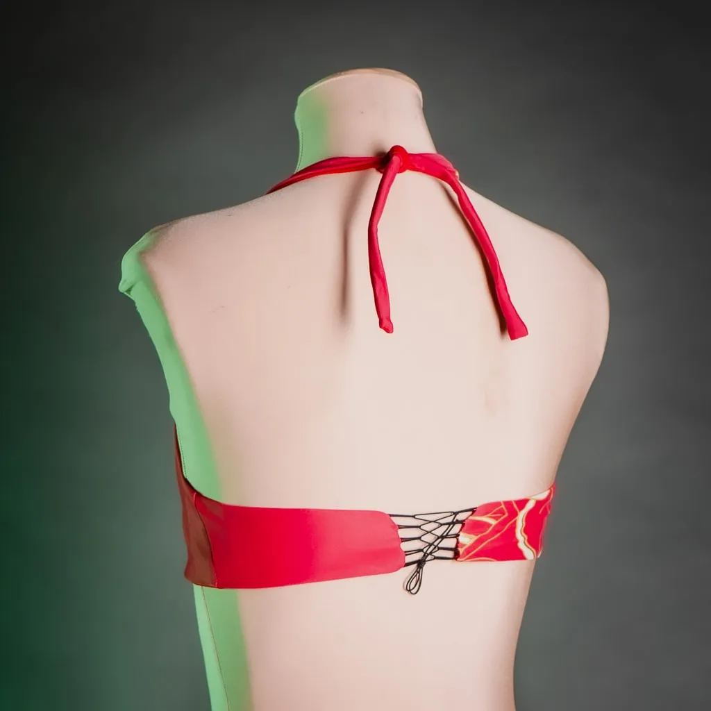 Need a Lift? Halter Crop Top Flirt with Me Floral - Red