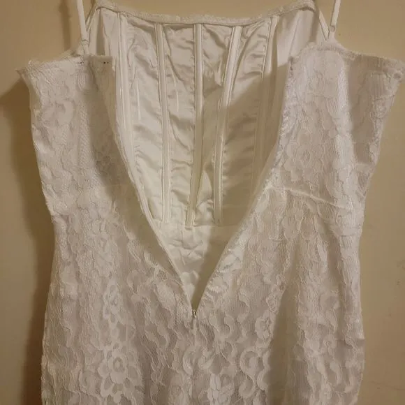 NEW Lulu's Romantic Fate White Lace Bodycon Mini Dress