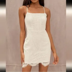 NEW Lulu's Romantic Fate White Lace Bodycon Mini Dress