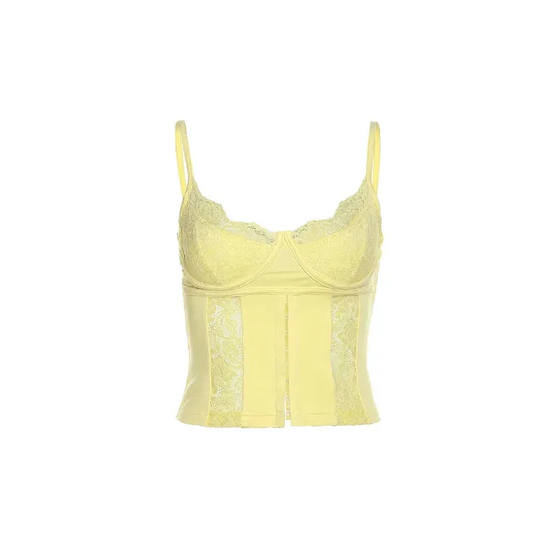 New Trendy Summer Solid Sexy Top Lace Tight Open Women's Camisole Corset Top