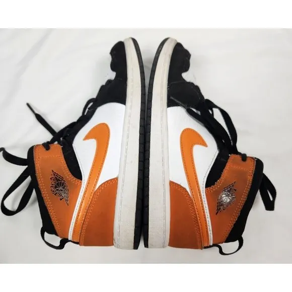 Nike Youth Sz. 3 Air Jordan 1 Mid Shattered Backboard Orange/Black High Tops