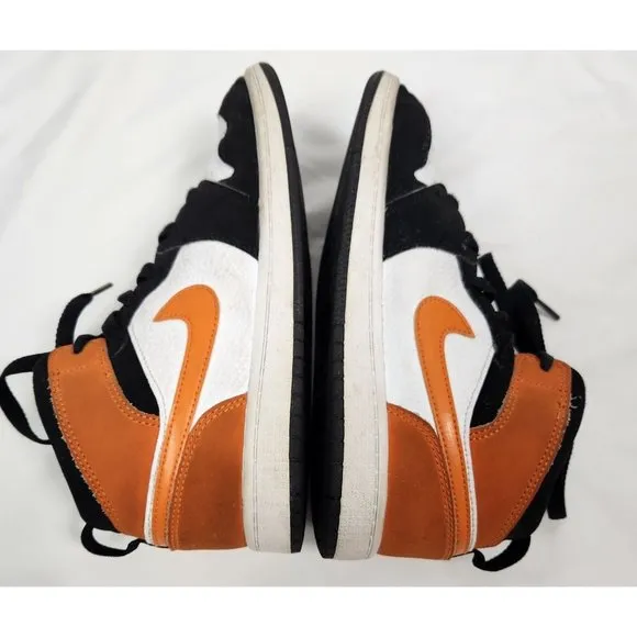 Nike Youth Sz. 3 Air Jordan 1 Mid Shattered Backboard Orange/Black High Tops