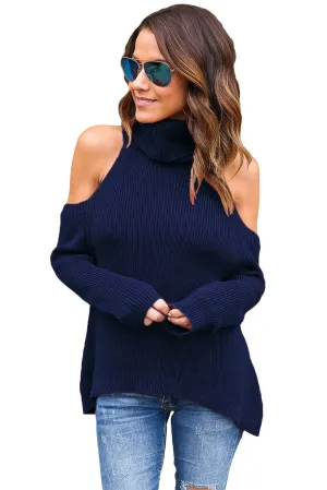 Nikki High Neck Cold Shoulder Knit Top