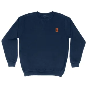 Northbound - Leather Patch Crew Neck Fleece in Navy