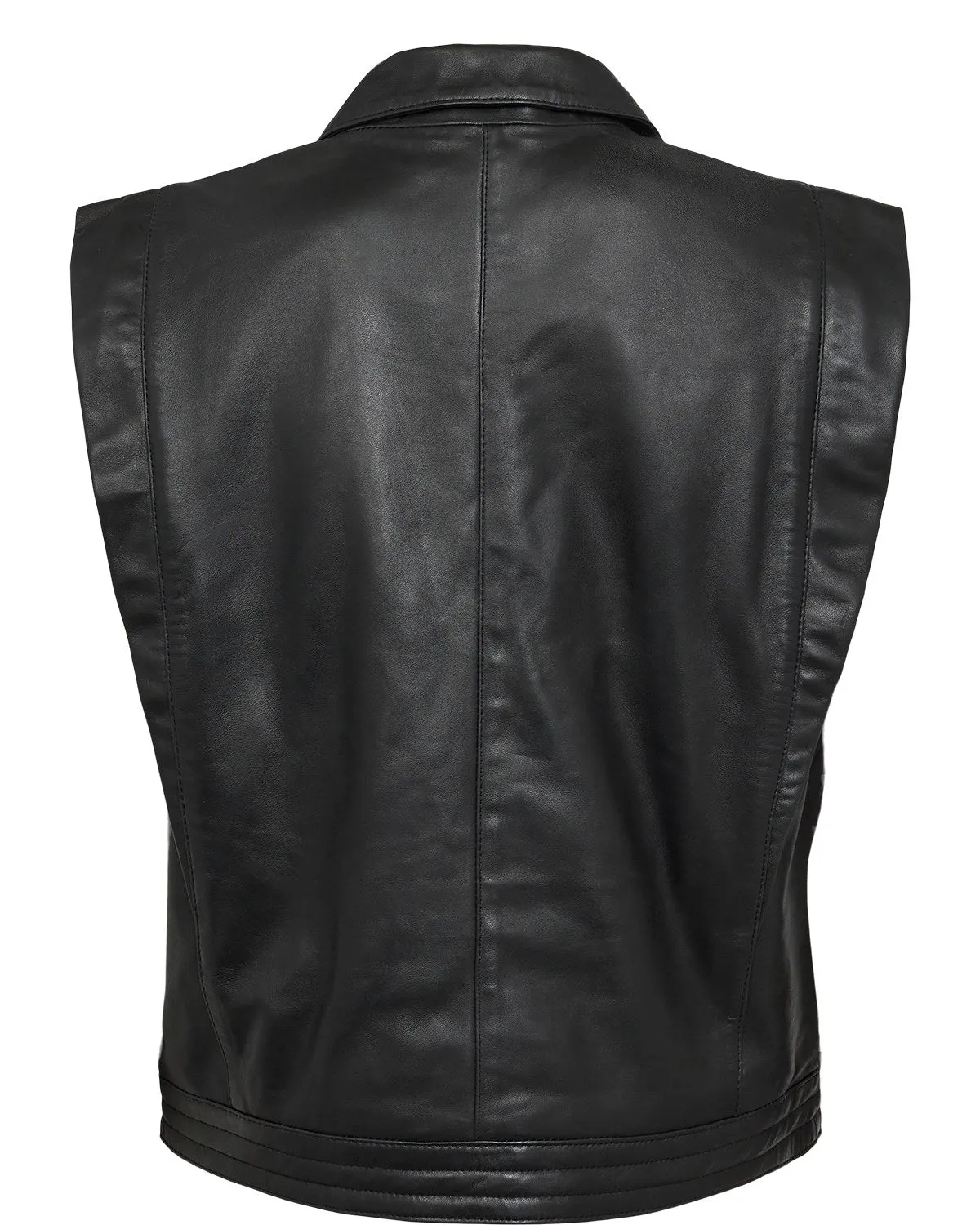 NUFARGO LEATHER VEST - Caviar