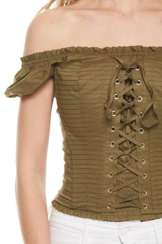 OFF SHOULDER CORSET TOP