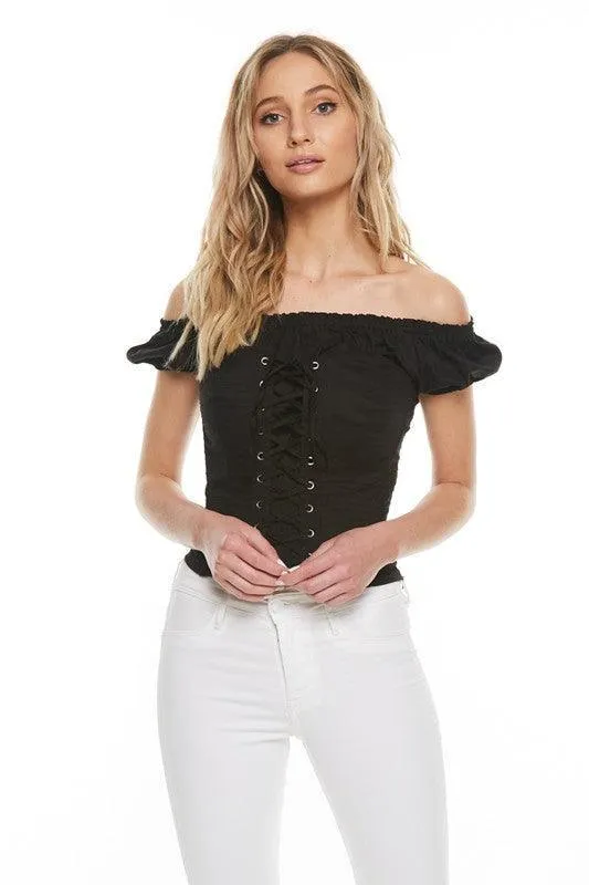OFF SHOULDER CORSET TOP
