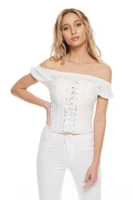OFF SHOULDER CORSET TOP