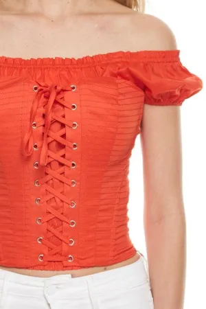 OFF SHOULDER CORSET TOP
