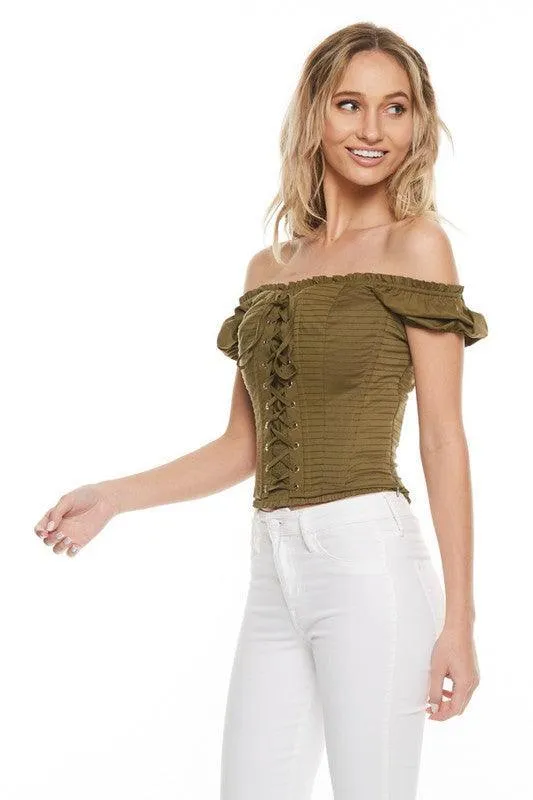 OFF SHOULDER CORSET TOP