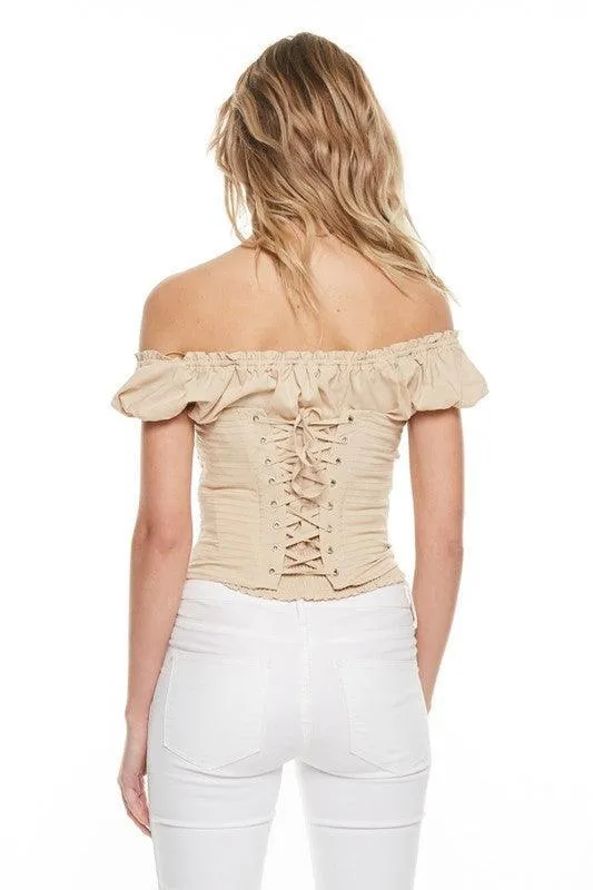 OFF SHOULDER CORSET TOP