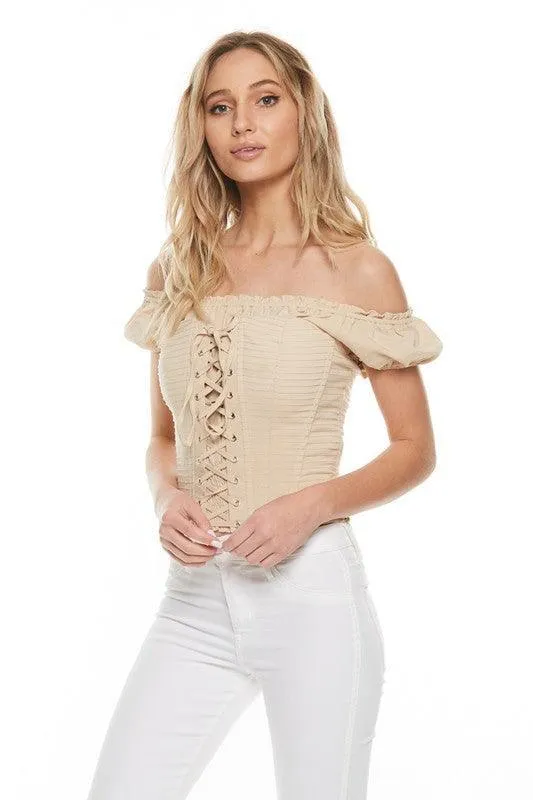 OFF SHOULDER CORSET TOP