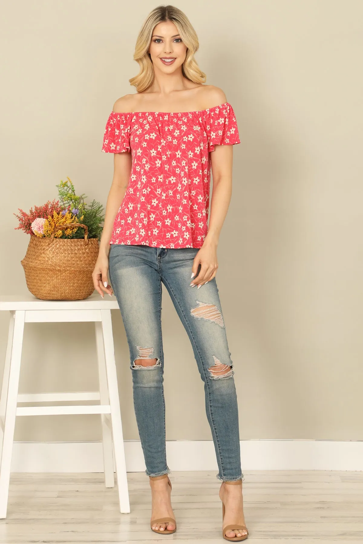 OFF SHOULDER FLORAL TOP