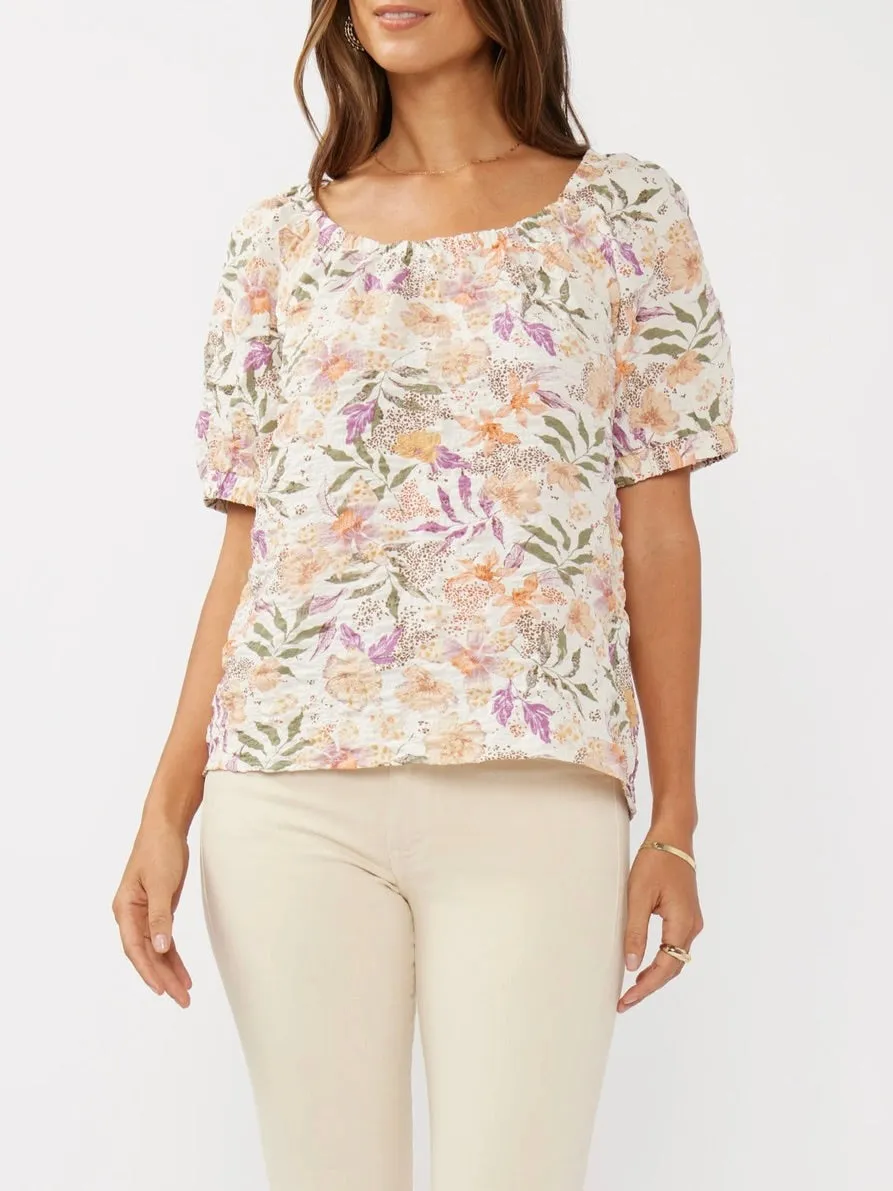 Off Shoulder Print Top - Cream