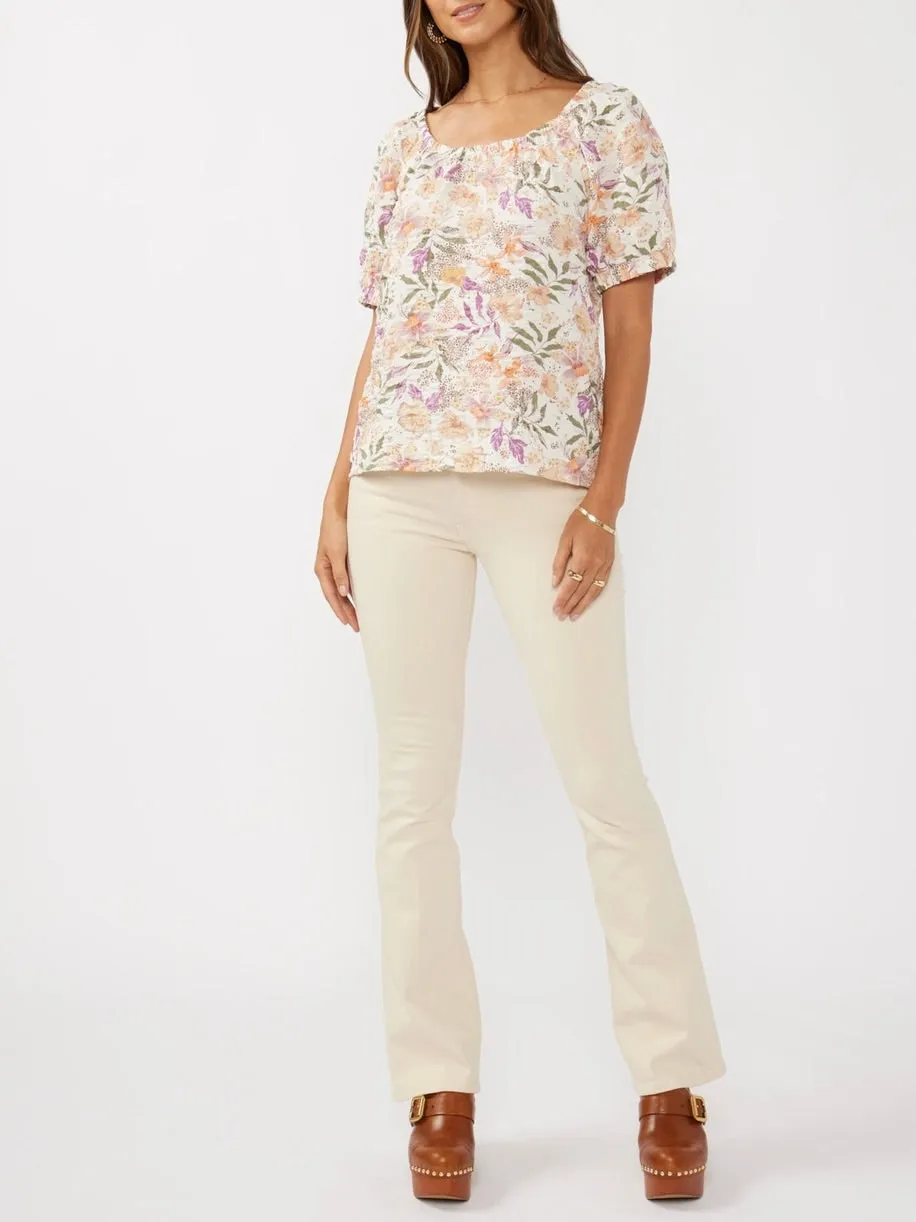 Off Shoulder Print Top - Cream