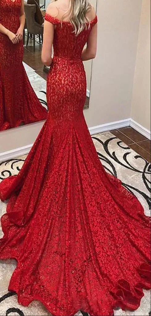 Off The Shoulder Mermaid Prom Dresses Sequined Bodice Long Prom Gowns for Party