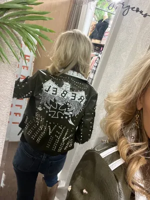 Olive Rebel Studded Jacket