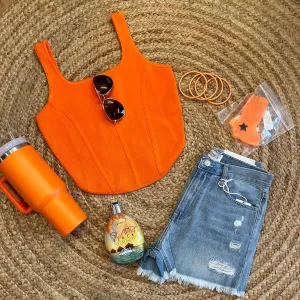Orange Corset Tank Top