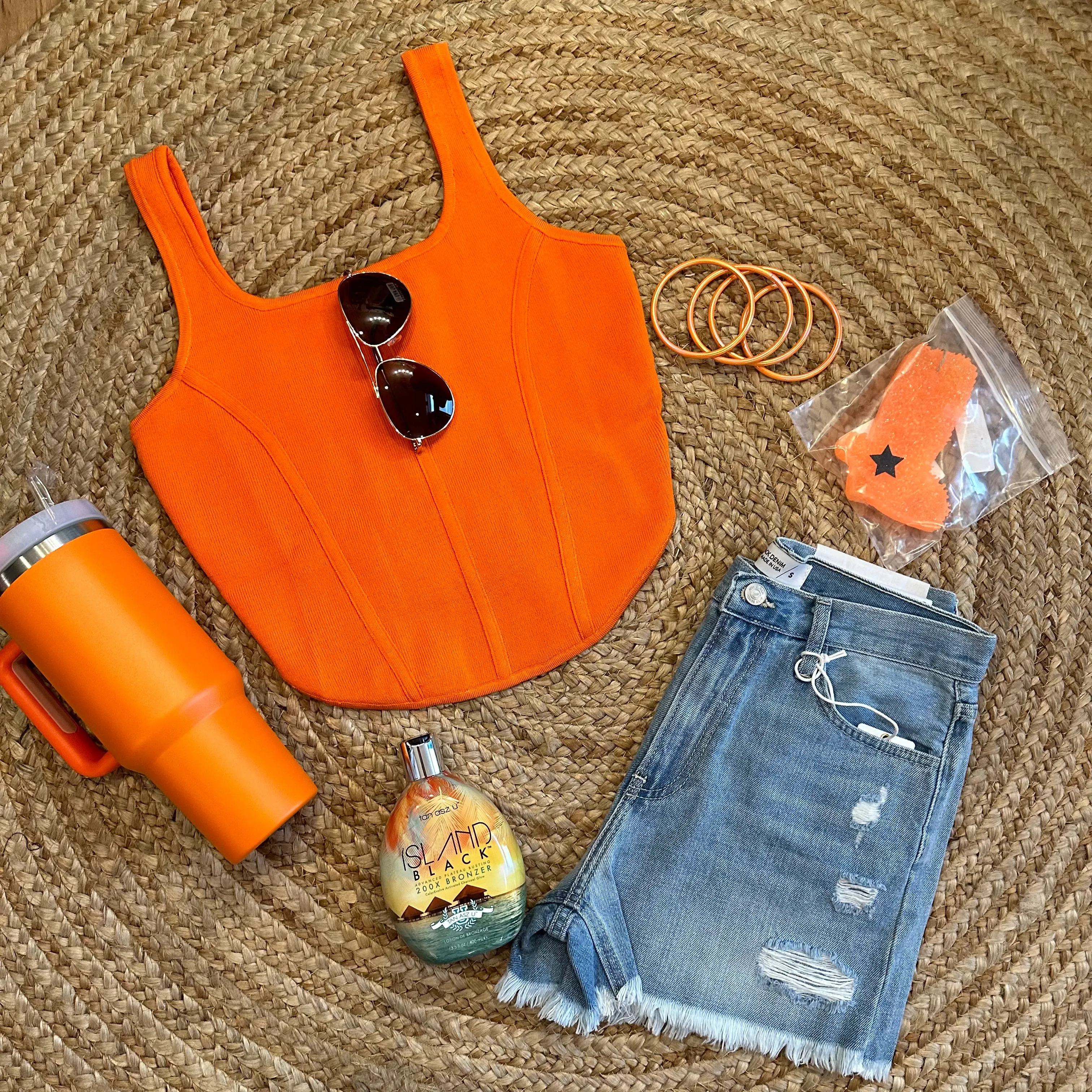 Orange Corset Tank Top