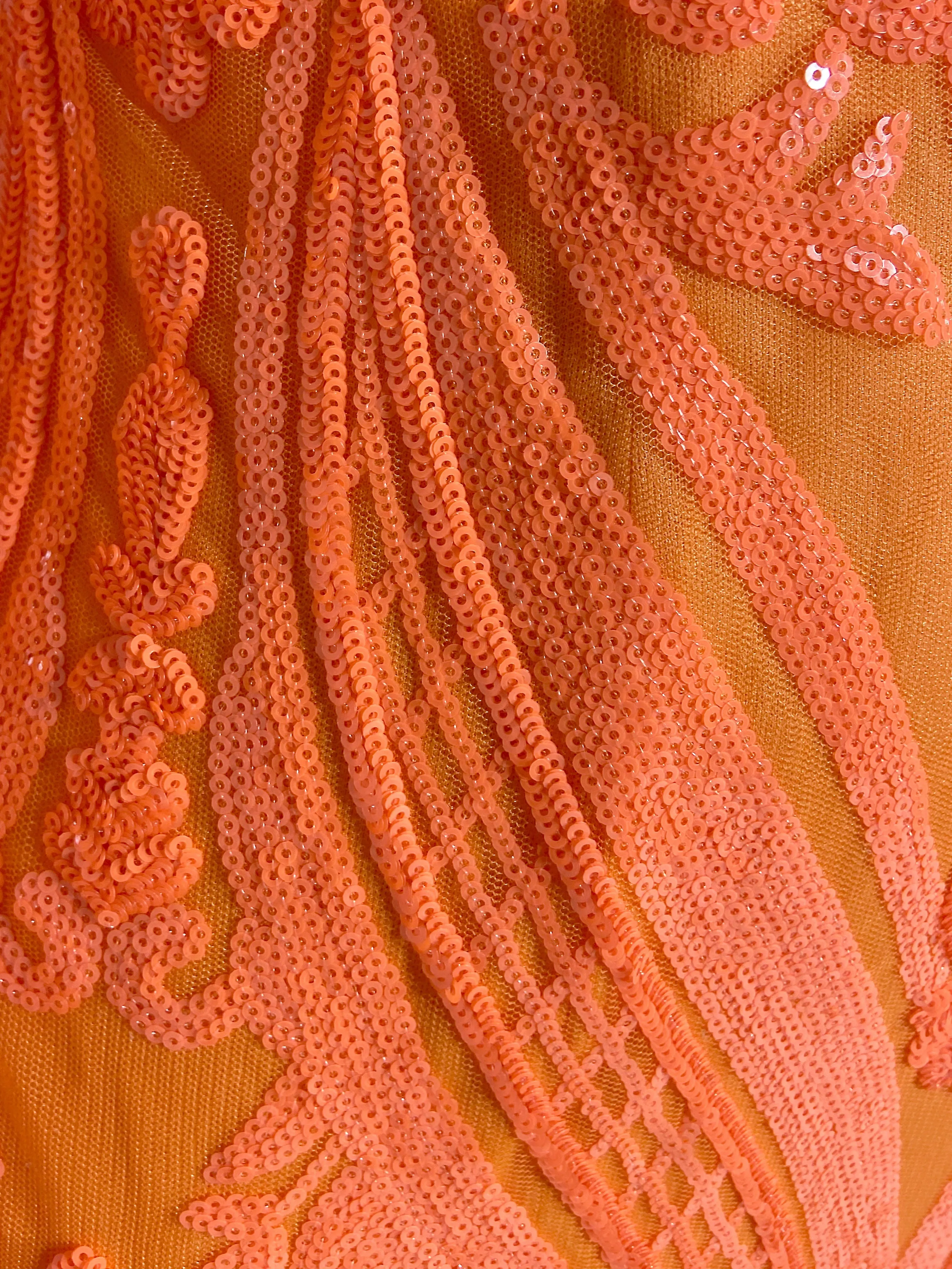 Orange Sequined Maxi Glamour Gowns