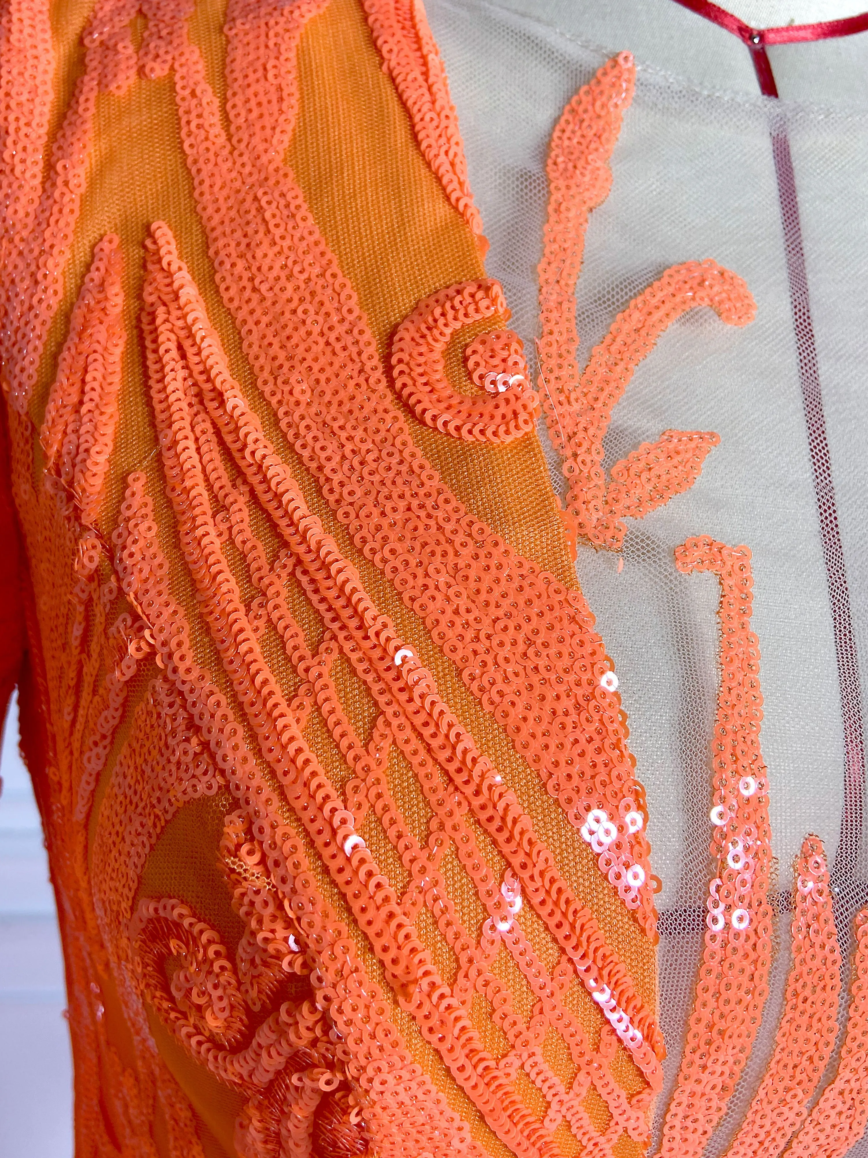 Orange Sequined Maxi Glamour Gowns